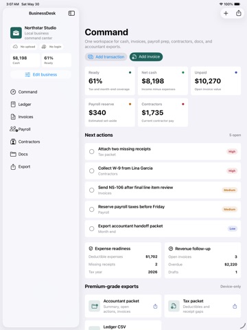 BusinessDesk iPad screenshot
