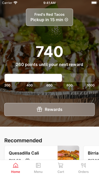 Fred's Red Tacos app screenshot