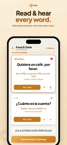 Habla - Learn & Speak Spanish iPhone screenshot