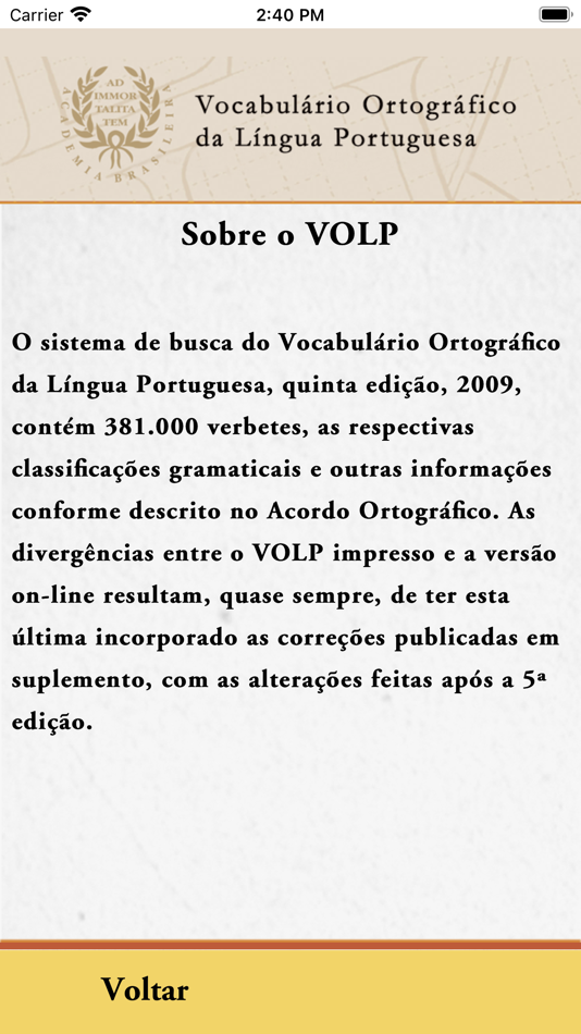 #3. VOLP (iOS) Podle: Academia Brasileira de Letras
