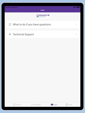 FORWARD 102 iPad screenshot