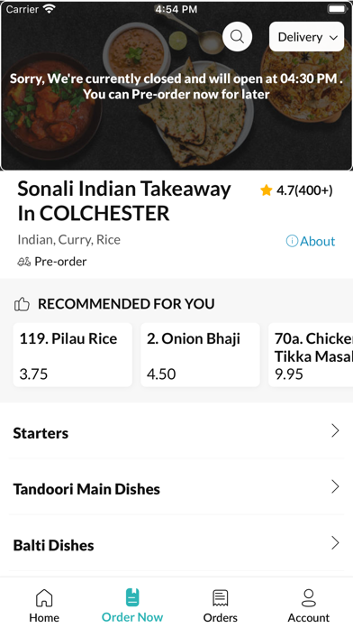 Sonali Indian Takeaway. Screenshot