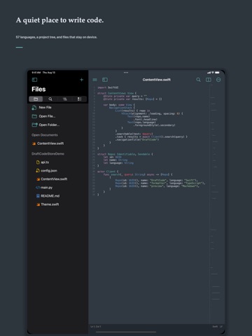 DraftCode: Code & Text Editor iPad screenshot 1