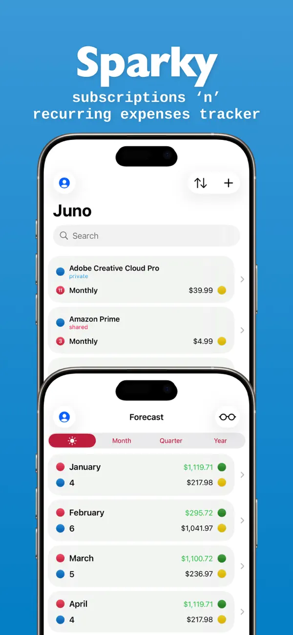 #1. Subscriptions Tracker - Sparky (iOS) By: Ryan Rook