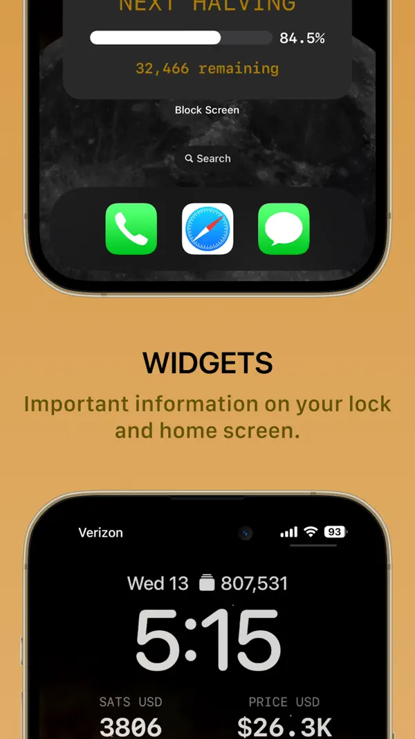 Block Screen: Bitcoin Widgets iPhone App Screenshot 2 – Finanzen