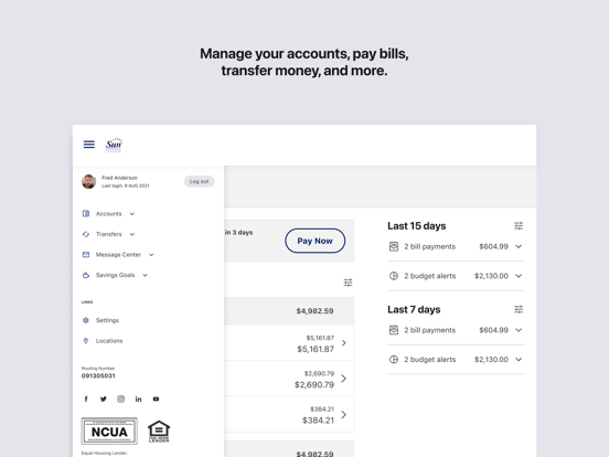 Sun Federal Credit Union iPad screenshot