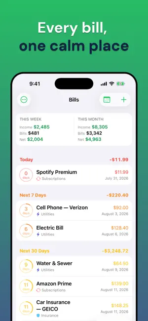 Bill Organizer, Tracker: Billo screenshot 2