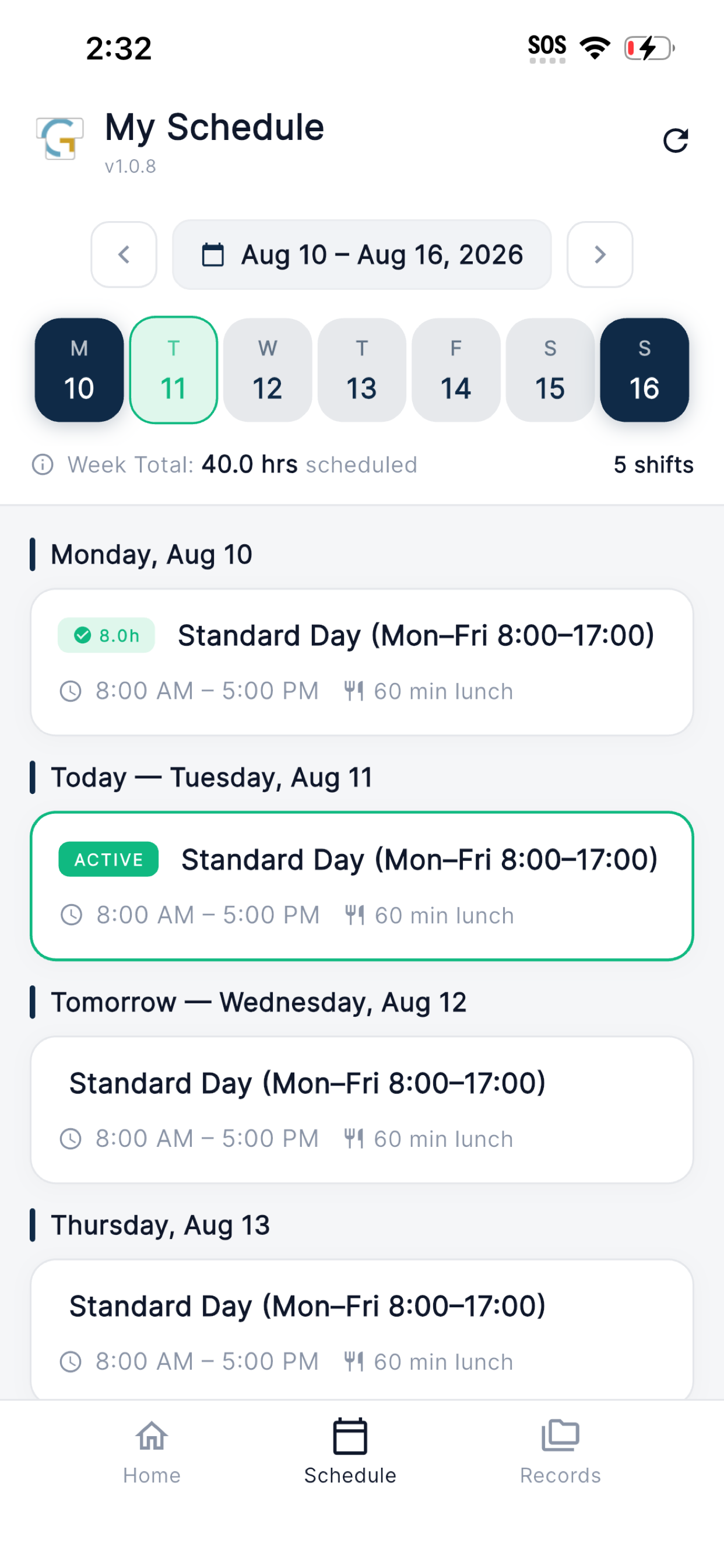 WorkVue TimeClock screenshot 2