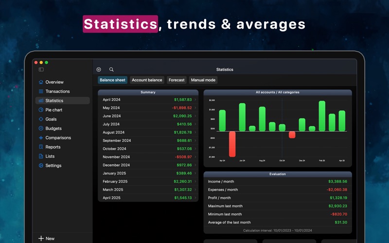 MoneyStats Pro Screenshot