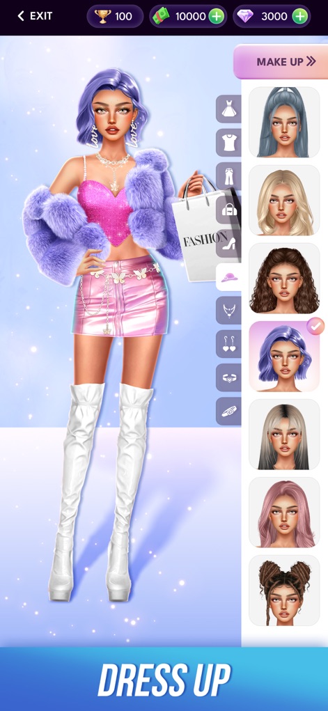 Fashion Glow: Model & Style - This tool provides a vast wardrobe for users to dress up their models, offering a wide array of unique hairstyles and various clothing categories.
