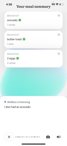 Hobbes: Nutrition Habit Coach iPhone screenshot