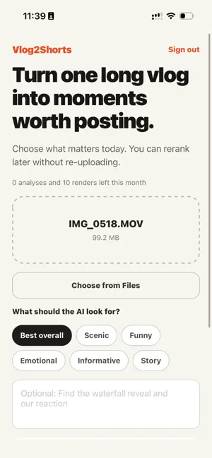 Vlog2Shorts: AI Clip Maker screenshot 2