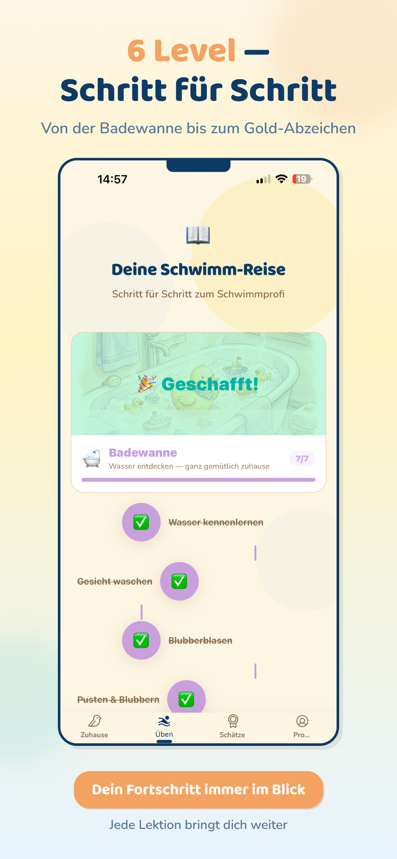Kleine Flosse: Wassergewöhnung