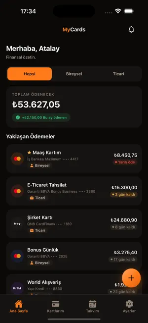 MyCards - Card Payment Tracker screenshot 1