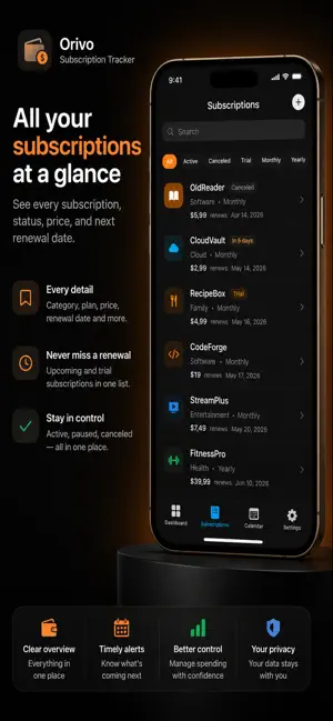 Orivo: Subscription Tracker screenshot 3