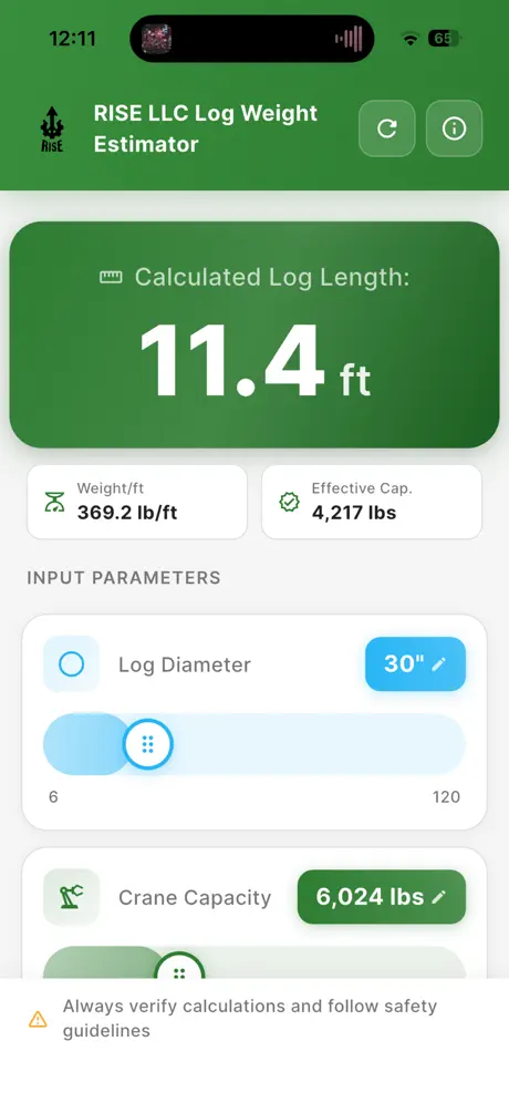 RISE Log Calculator screenshot 2