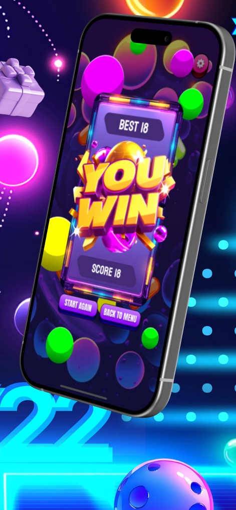 Ball Unifying Dodger - Users can witness the satisfying "YOU WIN" graphic upon completion and easily access the "START AGAIN" button for continuous play.