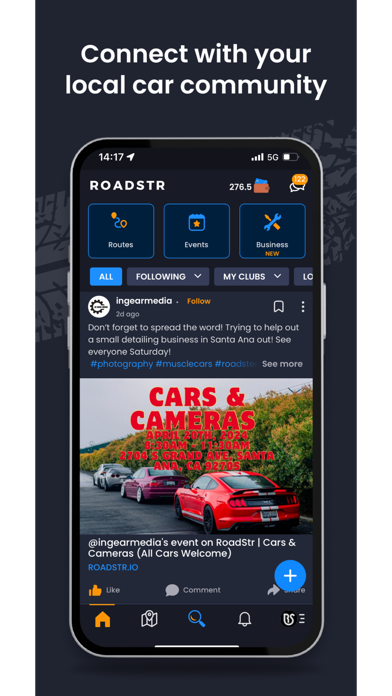 RoadStr - Car Routes & Events Screenshot