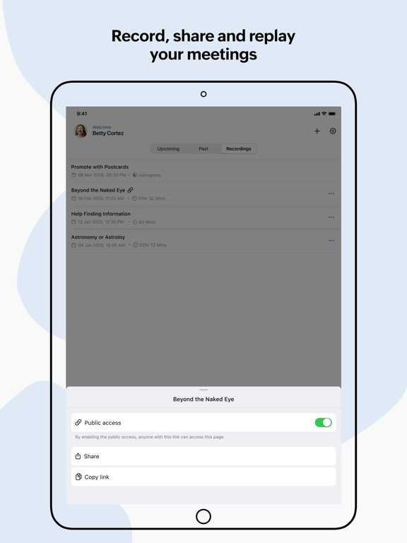 Zoho Meeting - Online Meetings iPad screenshot 6 - Business app