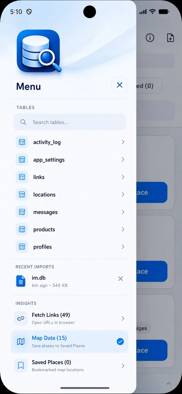 #3. SQLite Extractor (iOS) Przez: WAYUI MOBILIT GK