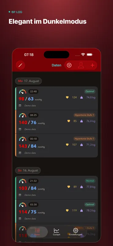 Blutdruck Log screenshot 2 of 10
