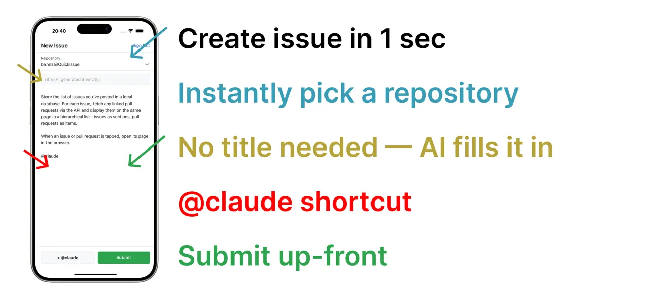 QuickIssue - Write issues fast (iOS) Ved: yudai hirose