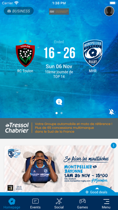 Montpellier Herault Rugby Screenshot