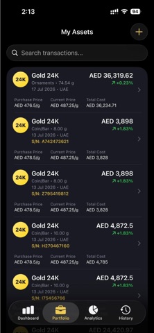 Gold Vault - Portfolio iPhone screenshot