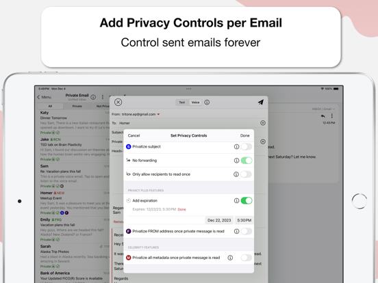 Fused Encrypted Email and Chat iPad screenshot 4 - Productivity app