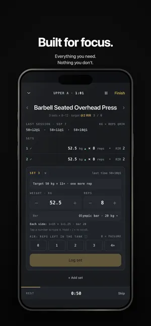 Reserve: RIR Workout Log screenshot 2
