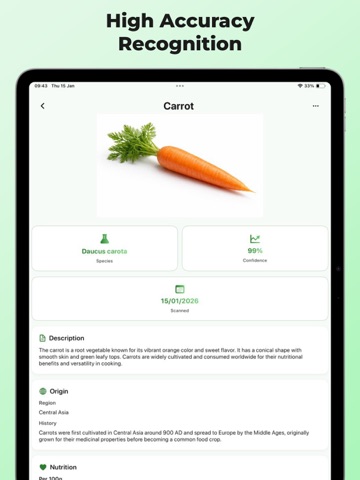 Vegetable Identifier: Scan AI iPad screenshot