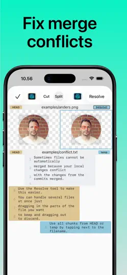 Capture d'écran de Git Client - Working Copy sur iPhone 4