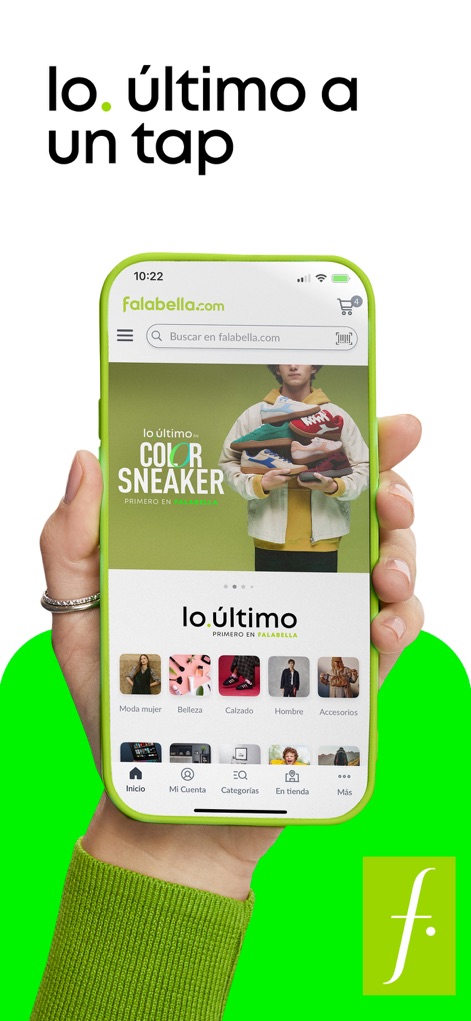 falabella.com – Compra online - 사용자는 이 앱의 직관적인 홈 화면에서 다양한 카테고리 아이콘과 메인 배너를 통해 최신 상품을 탐색할 수 있습니다.