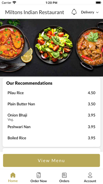 Miltons Indian Restaurant Screenshot