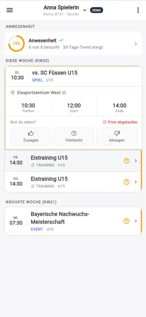 TeamRegie: Vereins-App screenshot 2