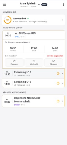 TeamRegie: Vereins-App screenshot