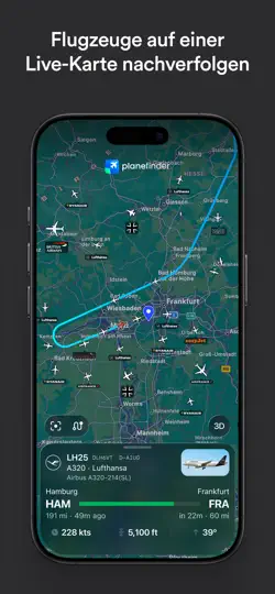 Screenshot von Plane Finder ⁃ Flight Tracker auf dem iPhone 5