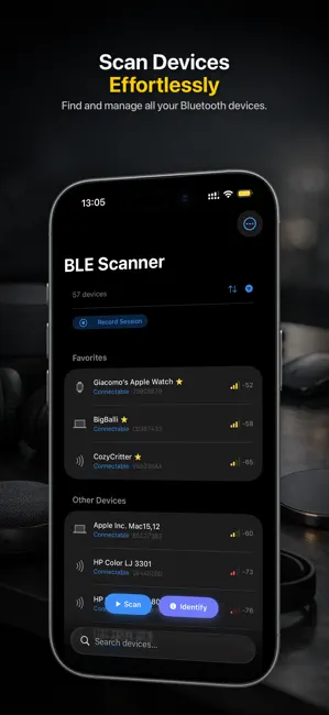 BLE Scanner: Bluetooth Sniffer iPhone screenshot 1