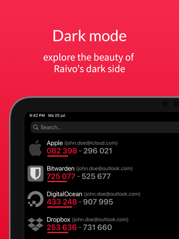 Screenshot #6 pour Raivo: 2FA, tOTP Authenticator