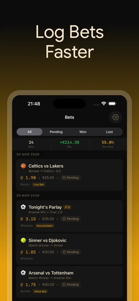 BetLog — Bet Tracker & Stats — iPhone screenshot 5
