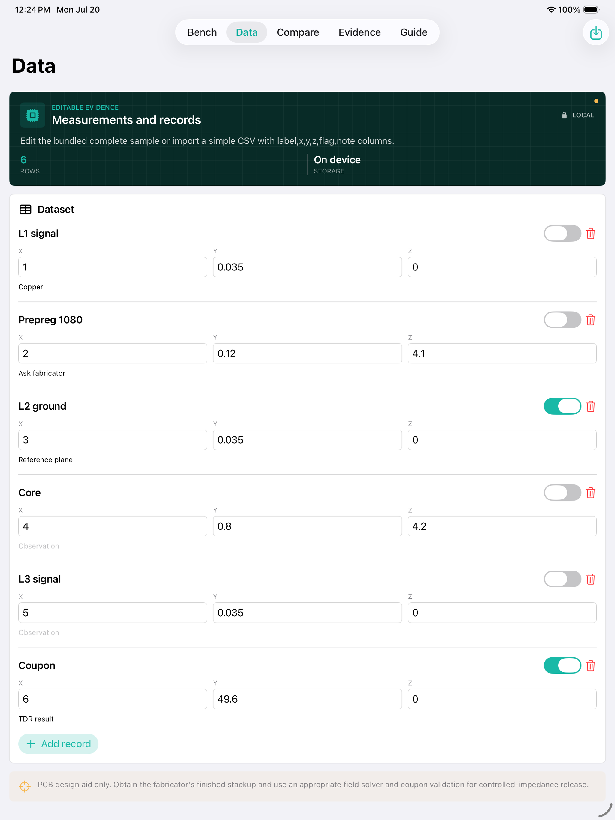 Layerohm: PCB Stackup iPad screenshot 2 of 4