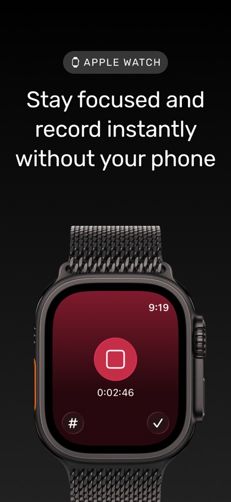 Noted: Record & AI Transcribe - Experience the seamless convenience of Noted with its Apple Watch integration, allowing users to initiate instant recordings directly from their wrist.