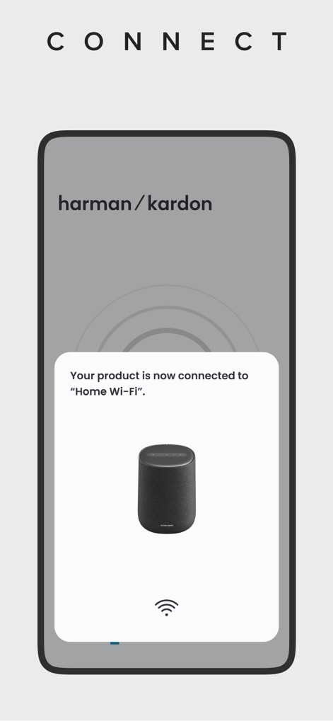 Harman Kardon One - Users can quickly connect new devices to their network, as shown by the clear Wi-Fi connection confirmation and visual device pairing.