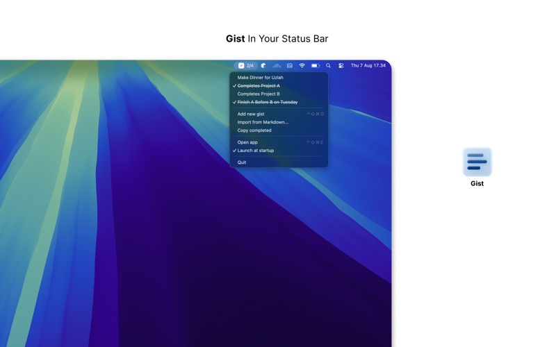 Gist: A Lightweight Todo app screenshot