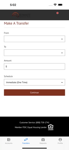 Summit National Bank Mobile iPhone screenshot