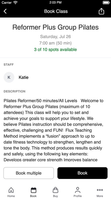 Flux Pilates and Wellness iPhone screenshot 3 - Health & Fitness app