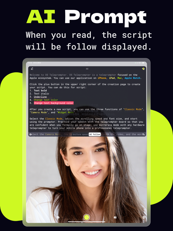 OS Teleprompter iPad screenshot 1 - Utilities app