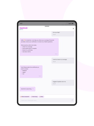 Kaotim Customer Portal iPad screenshot