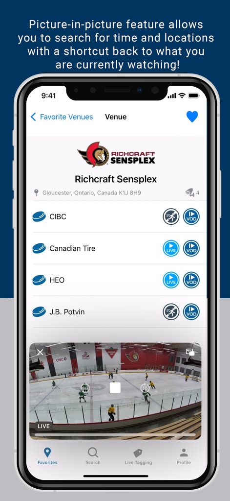 LiveBarn - The app offers a picture-in-picture video player, allowing users to browse other venues or screens while keeping an eye on the live action, all within the context of a venue's list of playing surfaces.