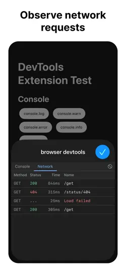 Capture d'écran de Devtools sur iPhone 2